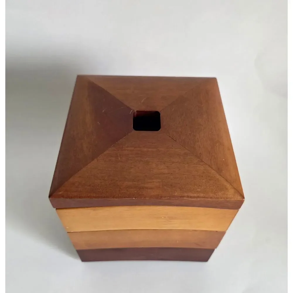 Hold Everything Wooden Valet Jewelry Box Organizer Removable Tray Brown